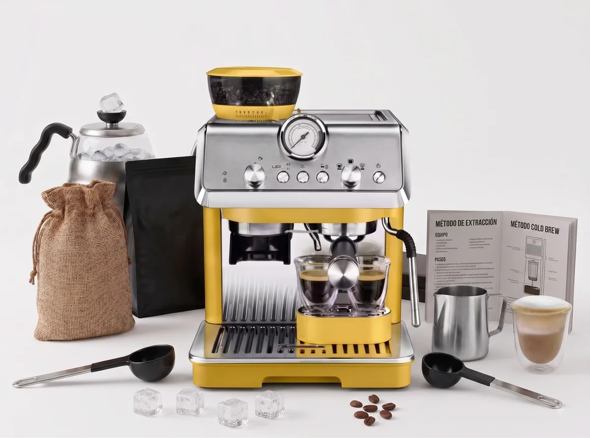Máquina de espresso doméstica de dos grupos con portafiltro
