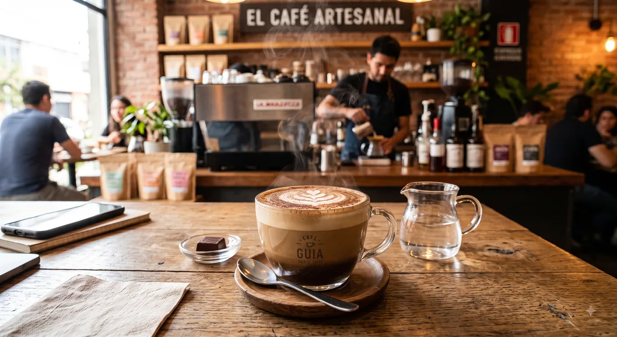 Taza de cappuccino con espuma de leche y arte latte
