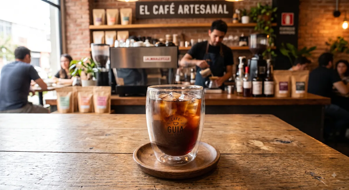 Vaso de cold brew servido con hielo
