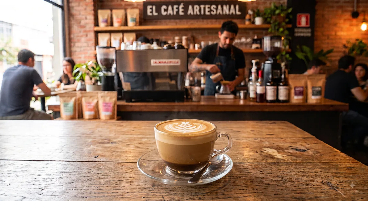 Taza de flat white con microespuma sedosa y arte latte